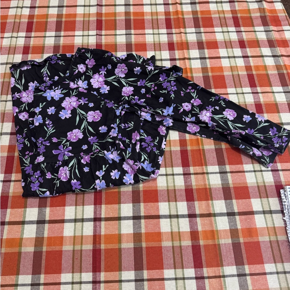 Floral Black and Purple Long Sleeve dress
